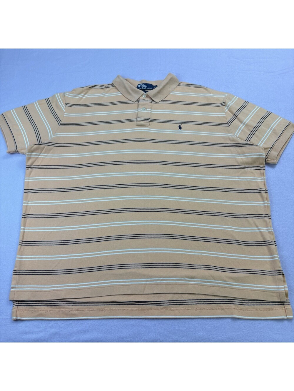 Vintage Polo Ralph Lauren Short Sleeve Striped Polo Shirt Size XXL Pastel Orange